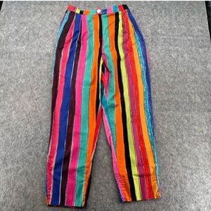 Farm Rio for Anthropologie Striped Wide Leg Pants Colorful L
